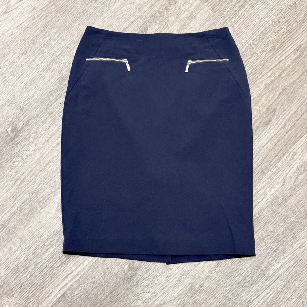 Tommy Hilfiger Womens Navy Blue Zipper Accent Pencil Skirt Size 6